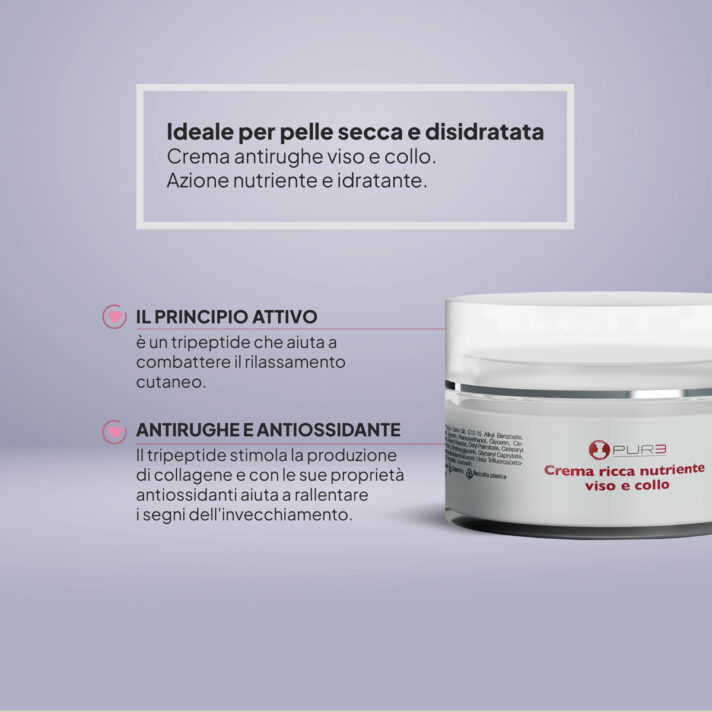Dettagli Crema Ricca Nutriente Viso e Collo di Pure Italia